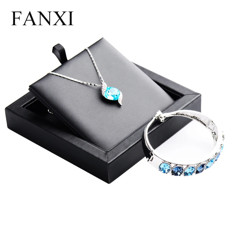 FANXI Free Shipping Exquisite Jewelry Display Tray Beige Linen Necklace Bangle Exhibitor Holder Removable Pad Shop Organizer Jewelry Packaging