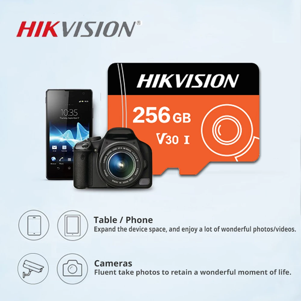 HIKVISION карта памяти sd card смартфон 256 ГБ 128 32 v30 Профессиональная для наблюдения
