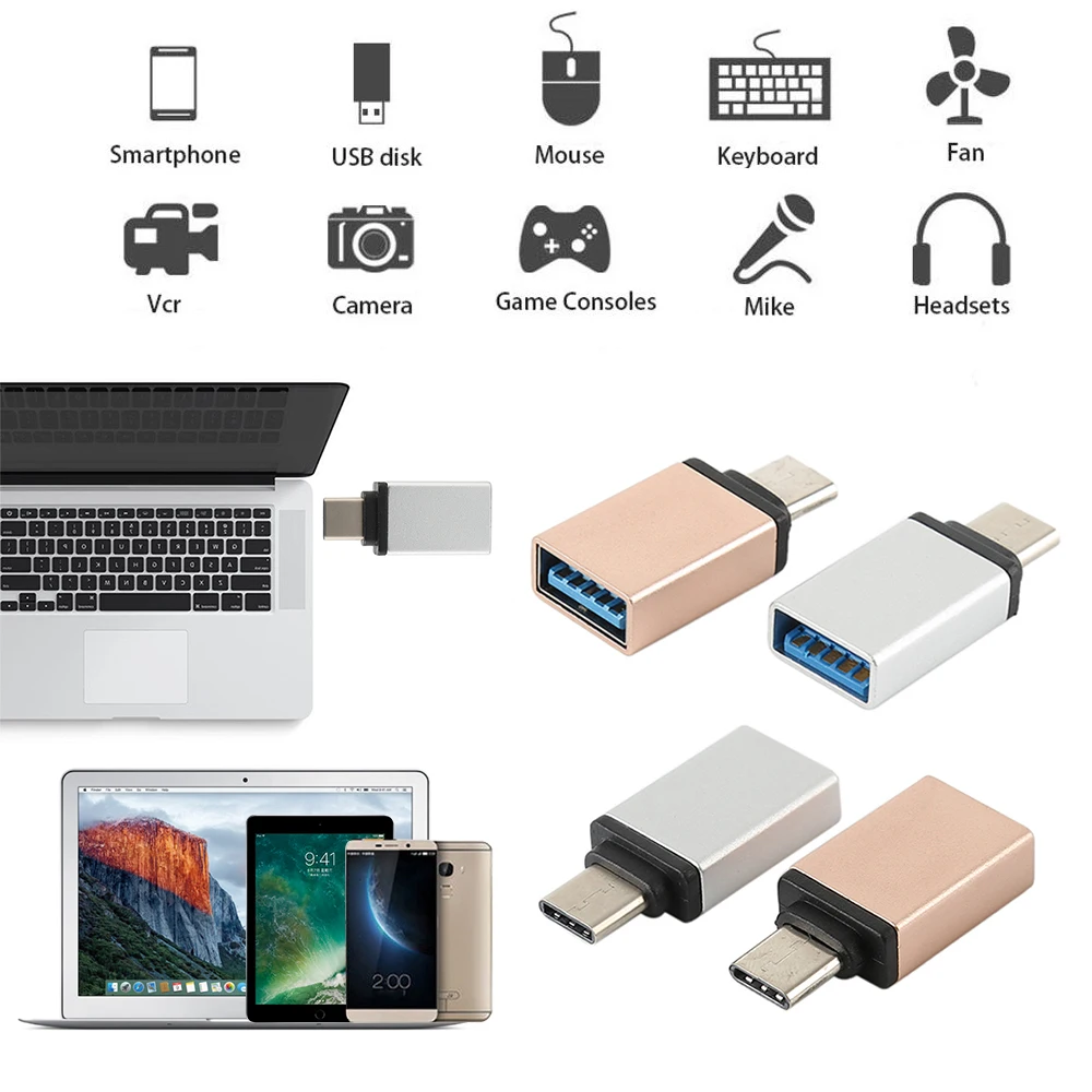 2 цвета тип-c к USB адаптер OTG конвертер USB 3,0 конвертировать в тип-c USB-C адаптер для зарядки синхронизации для MacBook Pixel Lumia