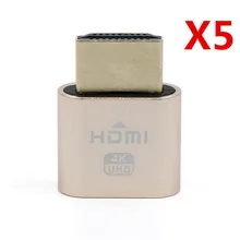 5 Pcs VGA Virtual Display Adapter HDMI 1.4 DDC EDID Dummy Plug Headless Ghost Display Emulator Video card Lock plate