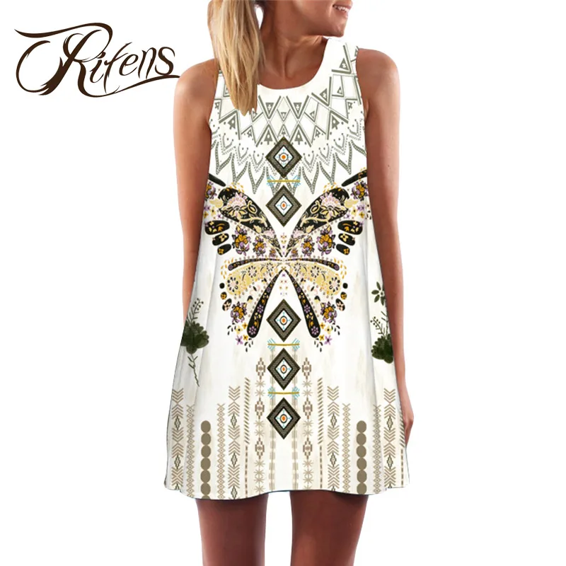 Urifens New Summer 2018 Round Neck Sexy Beach font b Dress b font Sleeveless font b