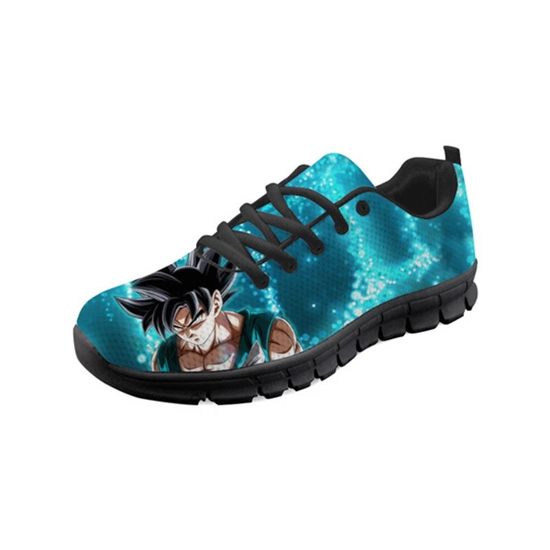 THIKIN доступна индивидуальная печать с мультфильм Dragon Ball для девочек спортивная обувь черного цвета, на шнуровке, из сетчатого материала; обувь для прогулок; обувь для Для женщин обувь на плоской подошве - Цвет: XM2374BAQ