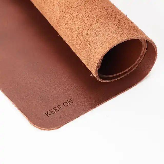 Handcrafted Tan Brown Leather Desk Pad Mouse Pad Stationary Office