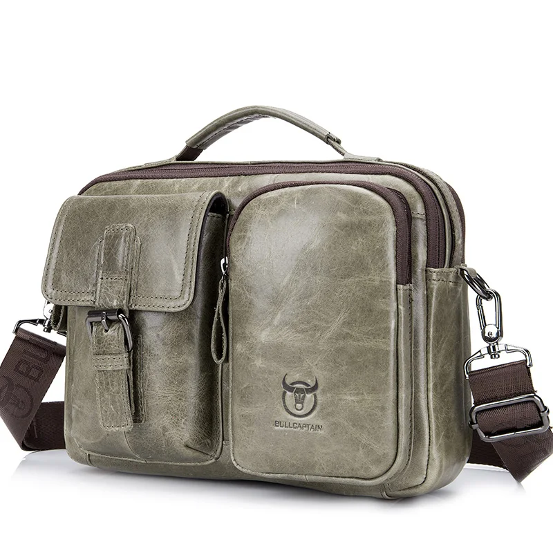 Najtaniej Biznesowa torebka ze skóry naturalnej dla mężczyzny małe męskie torby na ramię skóra bydlęca mężczyźni Flap Zipper torebka na długim pasku w jednolitym kolorze czarne tornistry