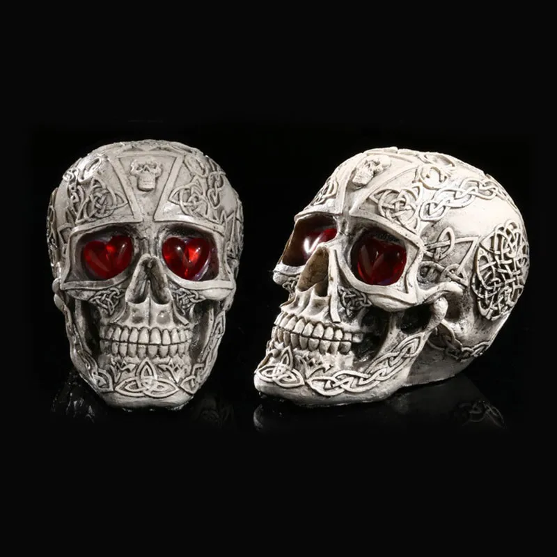 

LED Human Shape Skeleton Head Homosapiens Skull Statue Figurine Demon Evil Home Decor