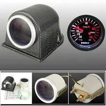 2 Inches 52mm Universal PSI Smoke Face Carbon Fiber Pod Meter Turbo Boost Gauge