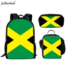 Jackherelook Jamaica Flags Pattern Middle School Students Backpacks Orthopedic 3PCS Set Schoolbags Kids Boys Girls Big Satchels