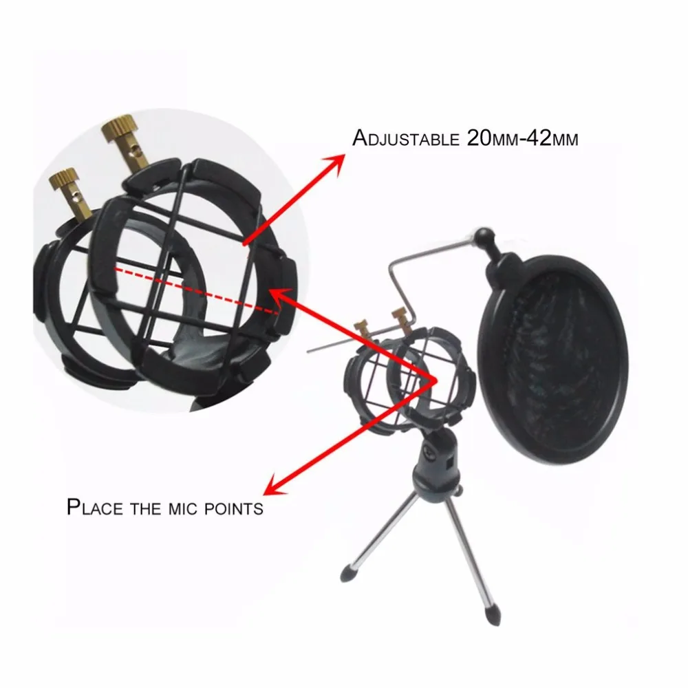 Штатив для микрофона подставка складной настольный держатель микрофона с ударным креплением держатель микрофона зажим и фильтр