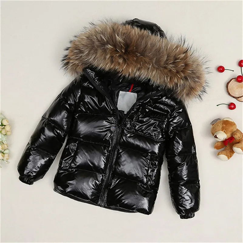

Children Winter White Duck Down Jacket Boys Girls Natural Fur Collar Coats Kids Warm Outerwear Clj059
