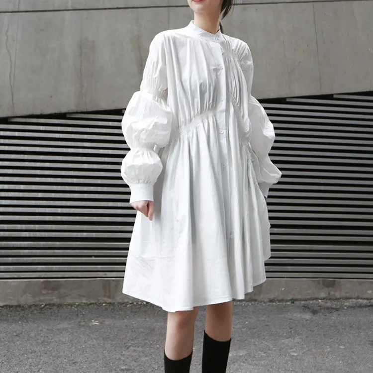

Elegant summer off-the-shoulder s-xxl Korean hipster black and white Vestido Mujer sexy thin ruffled lantern sleeve dress