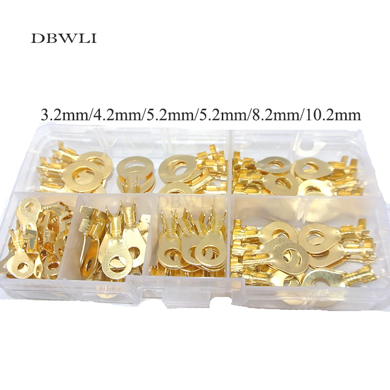 

150PCS Ring Lugs Ring Eyes Copper Crimp Cable Connector M3/M4/M5/M6/M8/M10 Assortment Kit for electrical wire auto/car