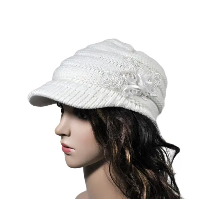 New Arrival Korean version of the new autumn and winter ladies hat brim Sequin applique Drop Shopping#30 - Цвет: Белый