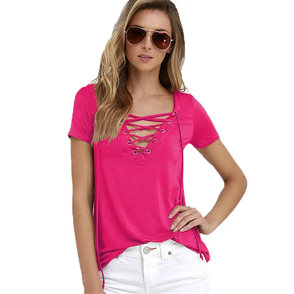 Plus Big Szie XXXXL 5XL T Shirt Casual Blusas Bandage Low Price T Shirt