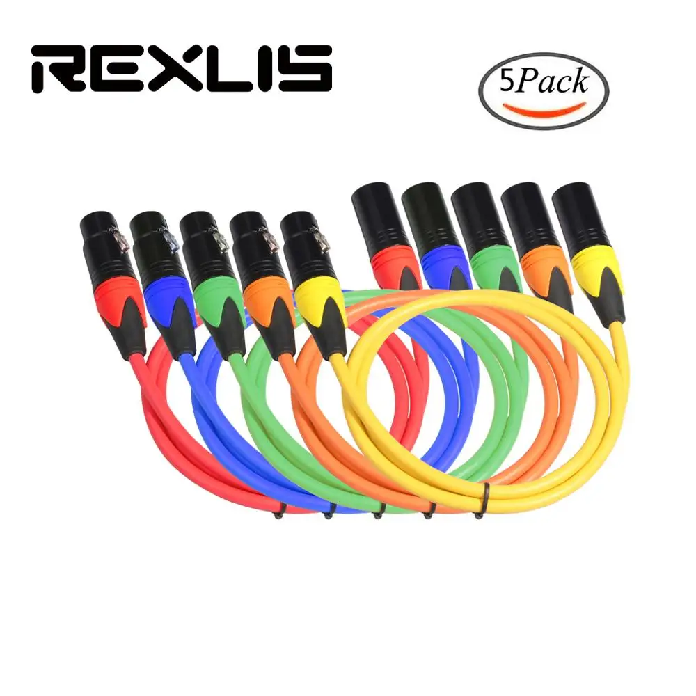 

3pin xlr Male to Female M/F Audio Cable Shielded For Microphone Mixer Amplifier Stage Light 5Pack 1m