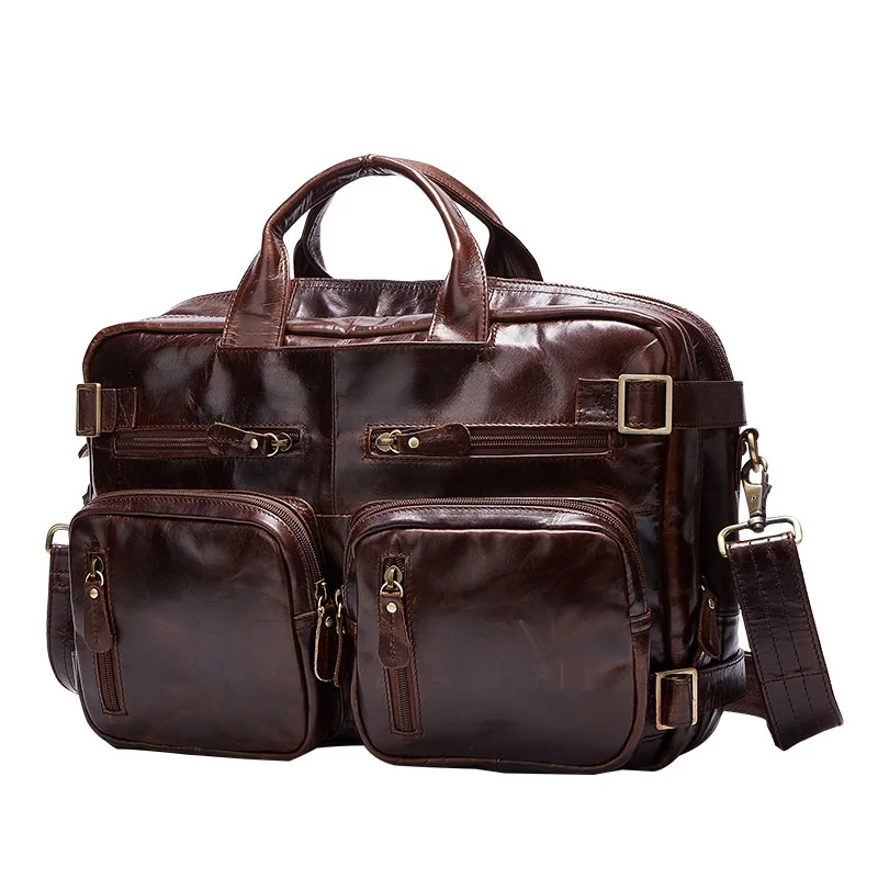 

Top Grade Men's Vintage Genuine Leather Travel Bag, 14" Laptop Tote Briefcase Messenger Shoulder Bag Case Office Handbag