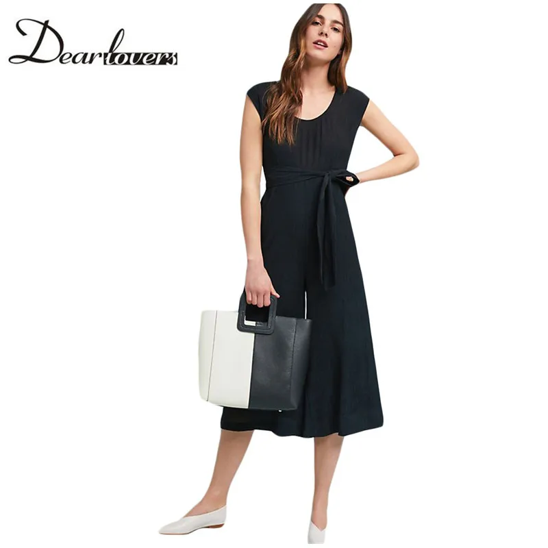 Dear lovers New Women O neck Sleeveless Belt Sashes Ankle