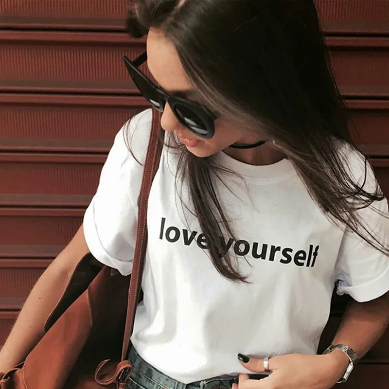 

Bangtan Love Yourself T-Shirt Women 100% Cotton Short Sleeve Tee Shirt Women Causal Summer Fashion Hip Hop T Shirts