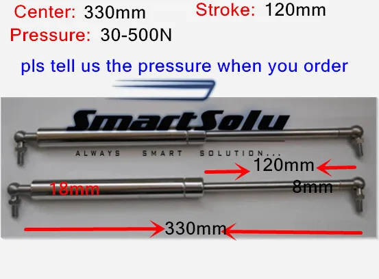 

free shipping 30 to 500N force 330mm central distance,120mm stroke, pneumatic Auto Gas Spring, Lift Prop Gas Spring Damper