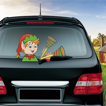

Lovely Elf Blowing the Trumpet Waving Wiper Decals PVC Car Styling Rear Window Wiper Stickers Rear Windshield Sticker