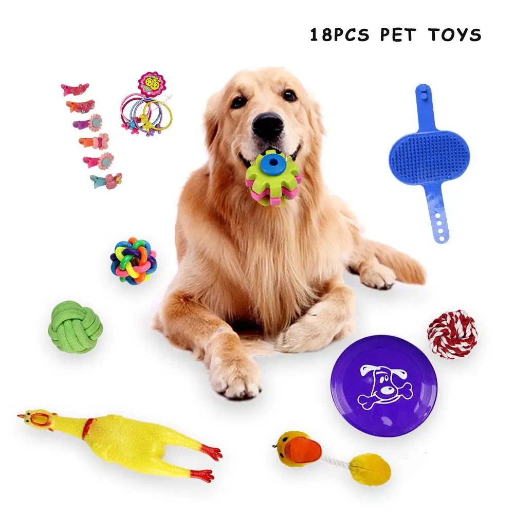 18PCS/Set Cute Variety Pack Dogs Funny Chicken Toys Rope Ball For