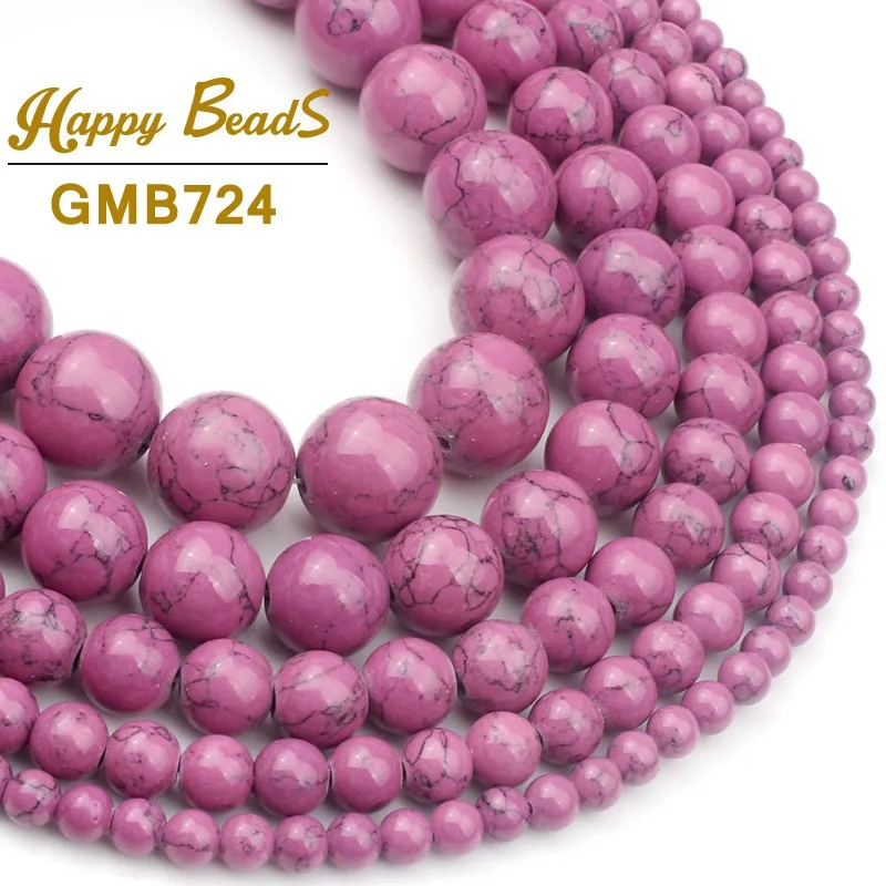 

Purple Howlite Turquoises Round Loose Spacer Beads For Jewelry Making DIY Charm Fashion Bracelet Perles 15"Strand 4 6 8 10 12mm