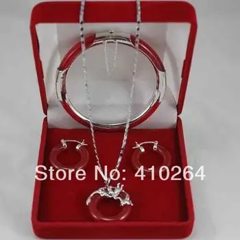 

free shipping $wholesale_jewelry_wig$ Real natural pendant necklace earring bracelet set + plated