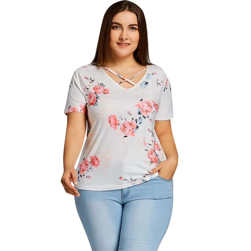 Camisetas verano mujer 2019 Женская Повседневная футболка с v образным вырезом и коротким