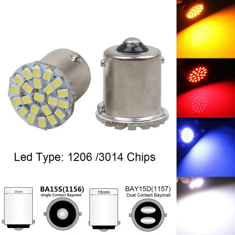 Автомобильный Стайлинг 1 шт. 1156 1157 P21/5 Вт BAY15D 22 SMD 3014 1206 LED DRL задний боковой