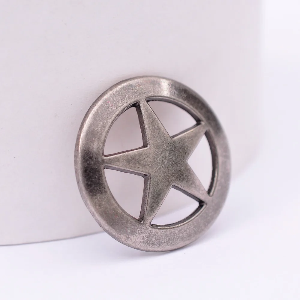 10 PI&Egrave;CES 31 MM VINTAGE ARGENT WESTERN TEXAS COWBOY STAR