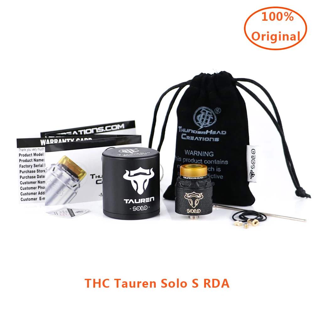 

Vape Atomizer THC Tauren Solo S RDA Single Coil Build Deck & 31-micro Air Holes vaporizer cigarette RDA Electronic Cigarette