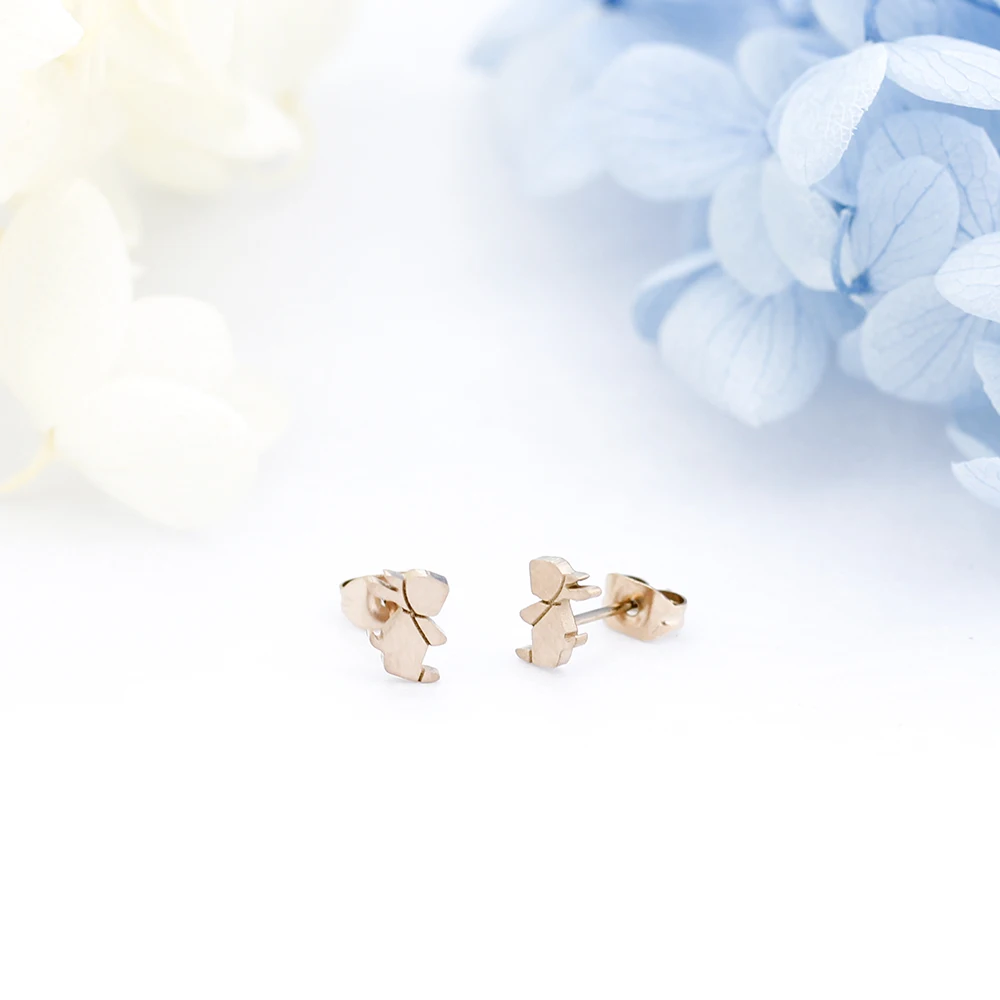 Модные серьги-гвоздики с животными из нержавеющей стали для женщин и детей, минималистичные ювелирные изделия, серьги в виде кролика, аксессуары aretes Lovely Girl BBF