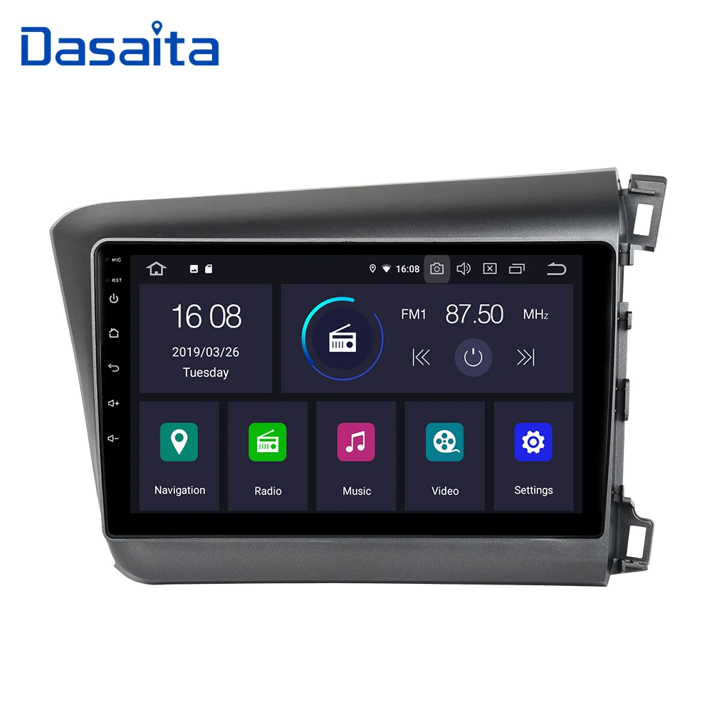 Best 1 din Android 9.0 car audio for Honda Civic 2012 2013 GPS car multimedia MP3 Bluetooth 9" IPS Multi Touch Screen 2