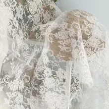 3 ярдов кружевная ткань, кружево ткань, для новобрачных Свадебное кружево ткань, французские кружева с ресничками ткань