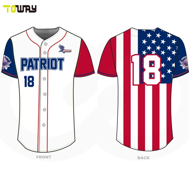 Custom woman plain dri fit american flag baseball jerseyin Baseball