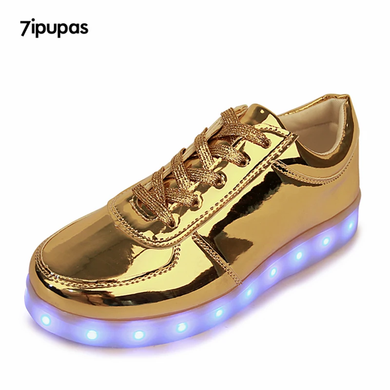 7 ipupas/золотистые светящиеся кроссовки; детская повседневная обувь высокого качества; Детский Светильник; теннисные кроссовки; chaussures; Светящиеся кроссовки