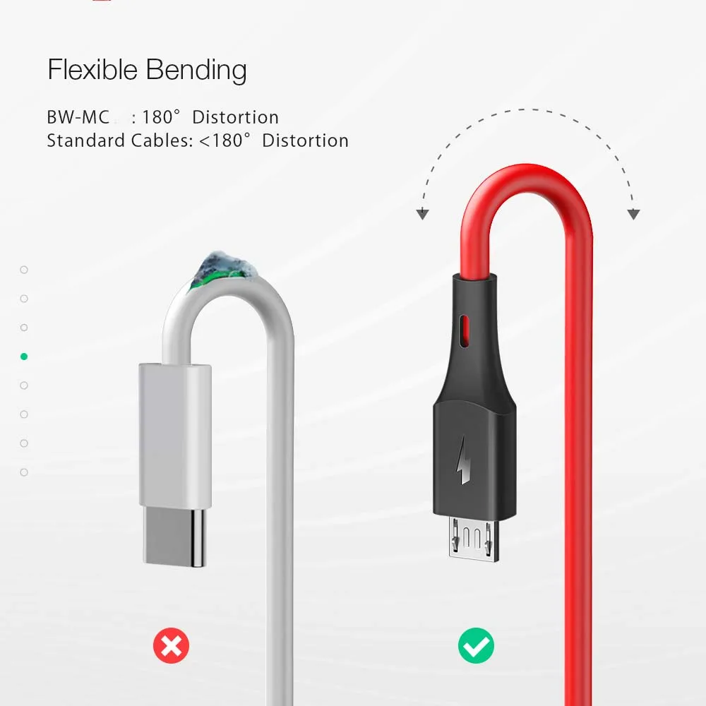 BlitzWolf Micro USB кабель 2A зарядный USB кабель для передачи данных для быстрой зарядки для Samsung S7 S6 Xiaomi Redmi Note 5 Планшета Android USB шнур