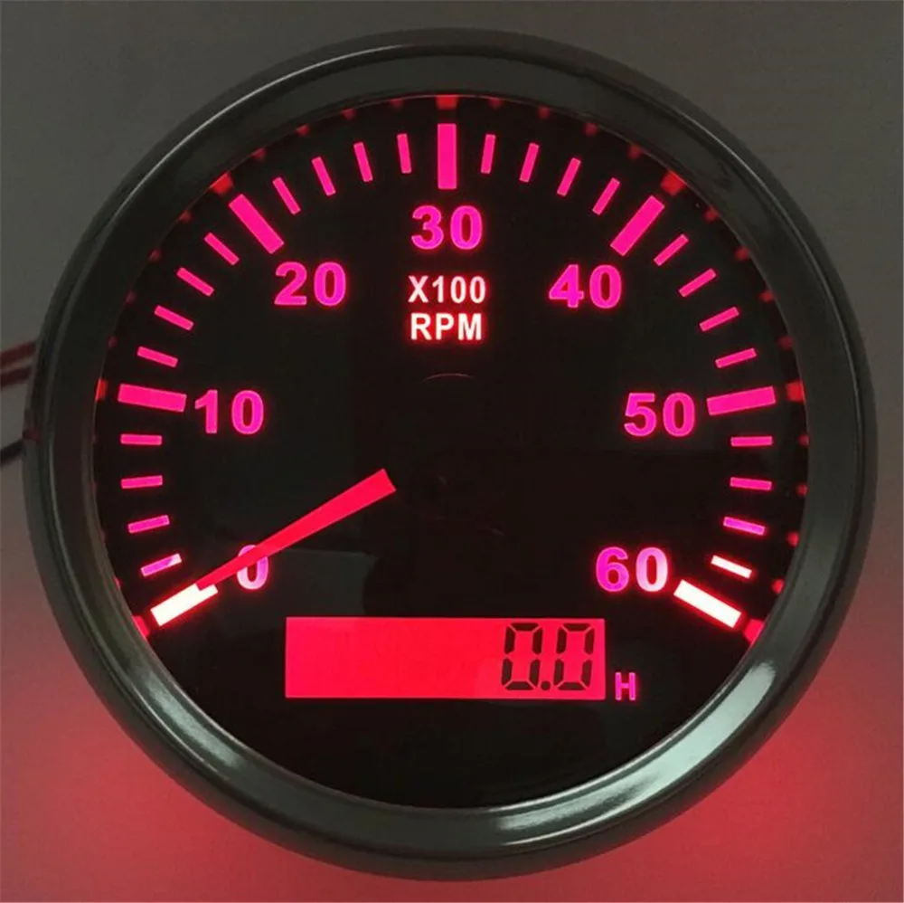 

Pack of 1 0-6000RPM Auto Tachometers 85mm LCD Marine Rev Counters with Red Backlight Waterproof Revolution Gauges 9-32VDC