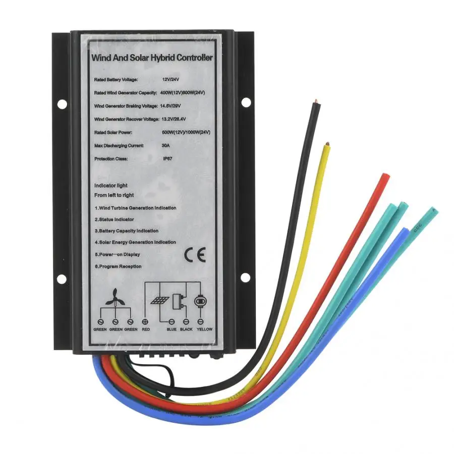 

DC 12/24V 400/800W Wind 500/1000W Solar Energy Hybrid Charge Generator Controller