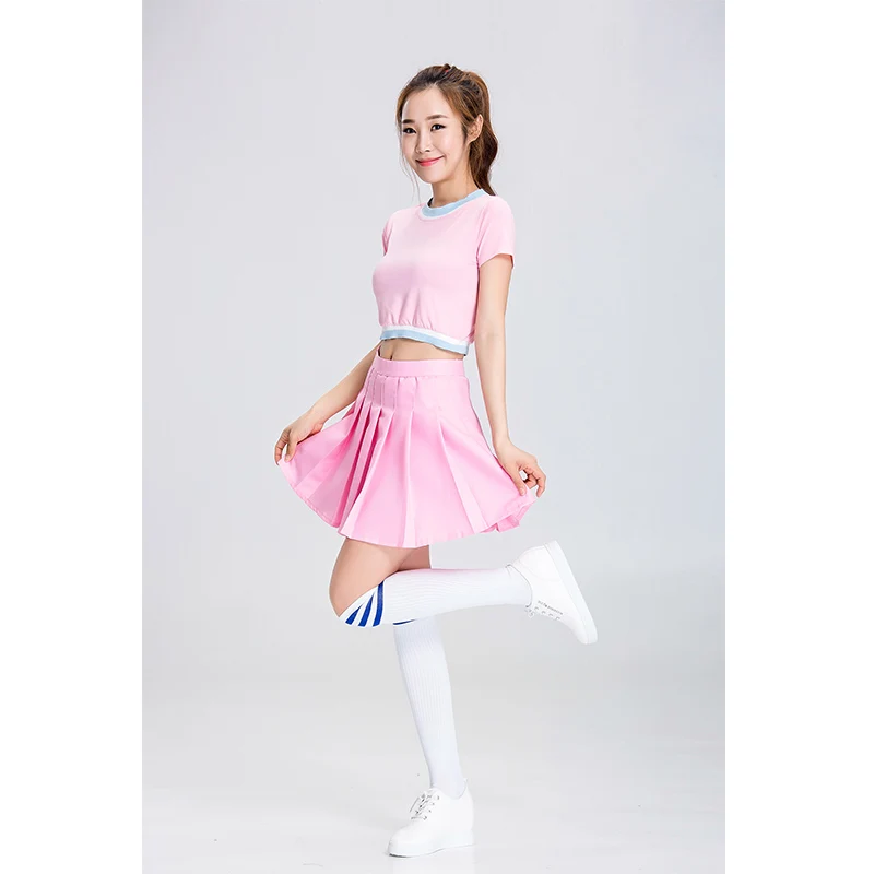 TITIVATE مثير المدرسة الفتيات المصفقين حلي مثير النساء زي 2 قطع المشجعات CostumeTop + تنورة الوردي زي حفلة تنكرية