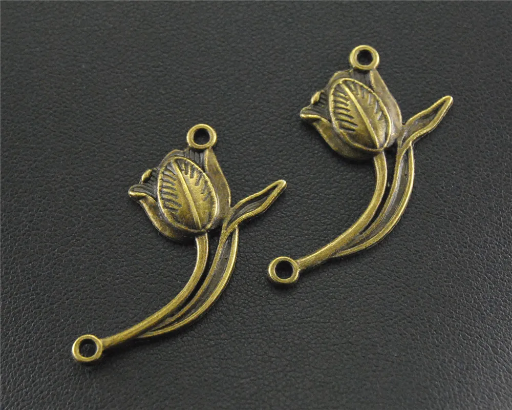 

5pcs Antique Bronze Tulip Flower Charm Connector Fit Bracelets Necklance DIY Metal Jewelry Making A1447