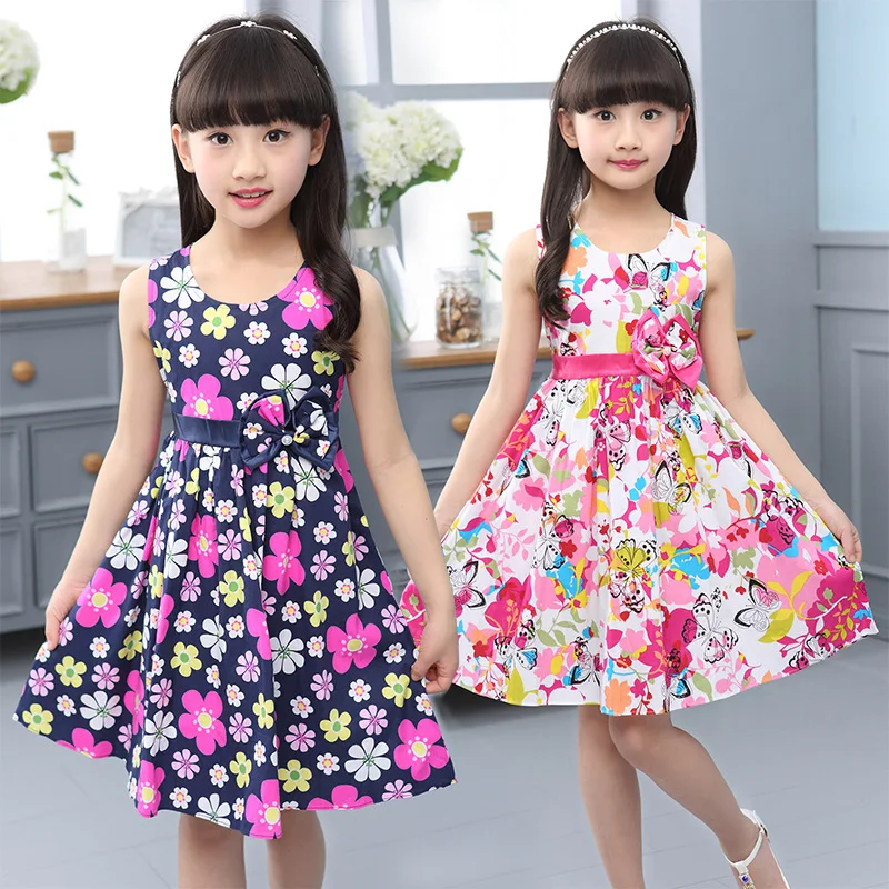 Vestido de algodón con estampado de flores para niña, ropa 95% algodón, estilo coreano, para de princesa de 4, 5, 6, 7, 8, 9, 11, 12 y 14 años - AliExpress Mobile