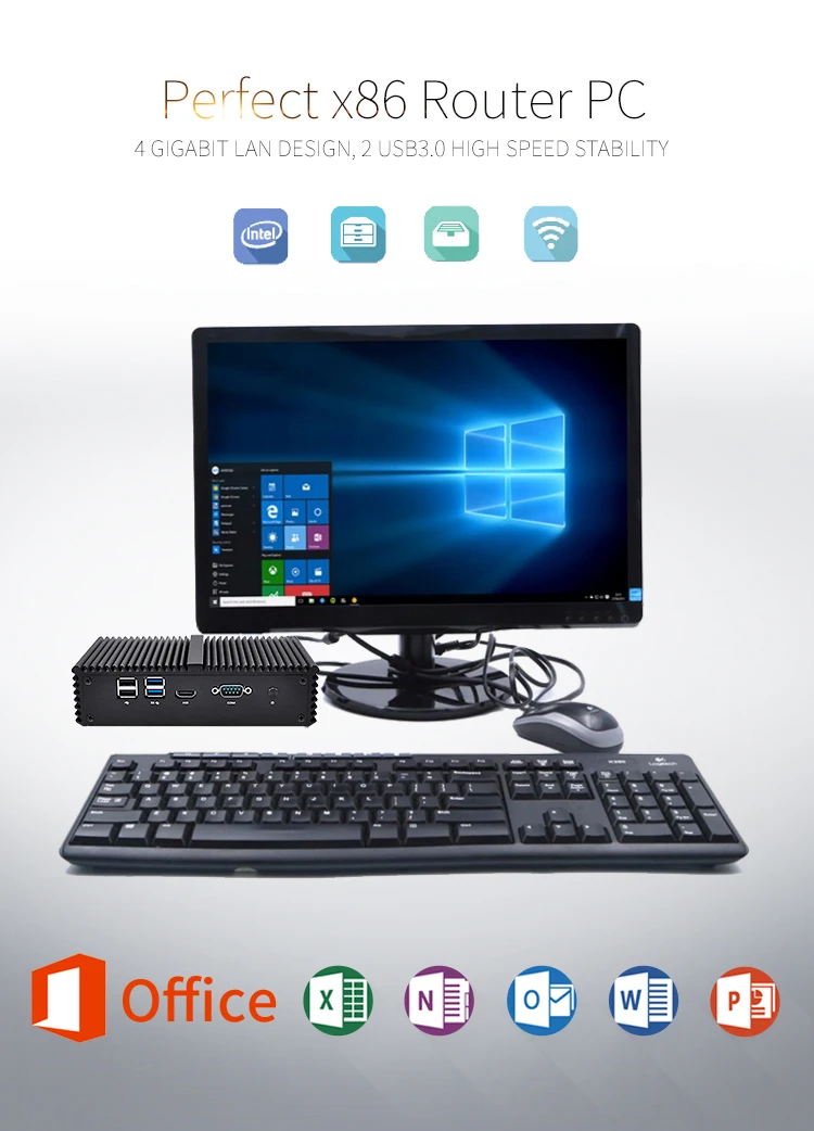 X86 безвентиляторный мини-ПК Intel I5 Win 10 Linux межсетевой экран 4 Lan 5-й промышленный рабочий стол компьютер Aes-Ni