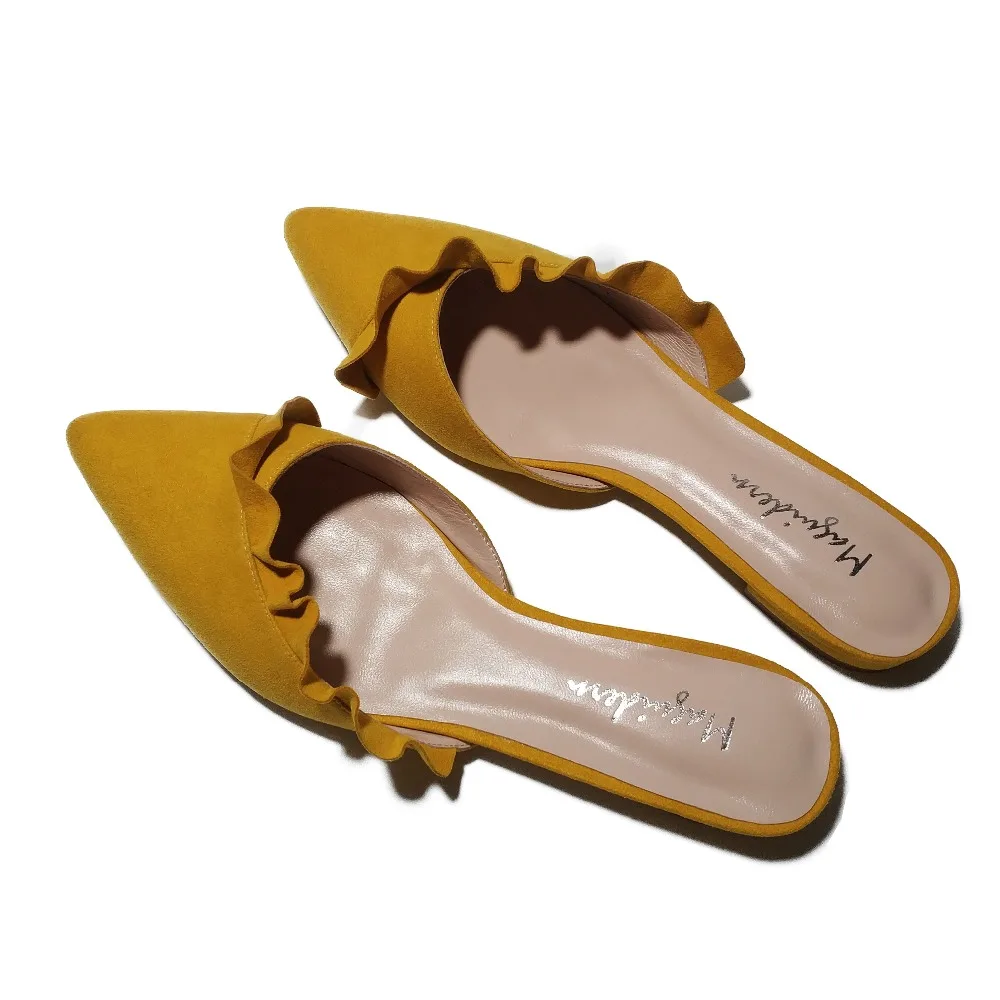 Maguidern Ruffle Trimmed Slides Backless Slippers_3