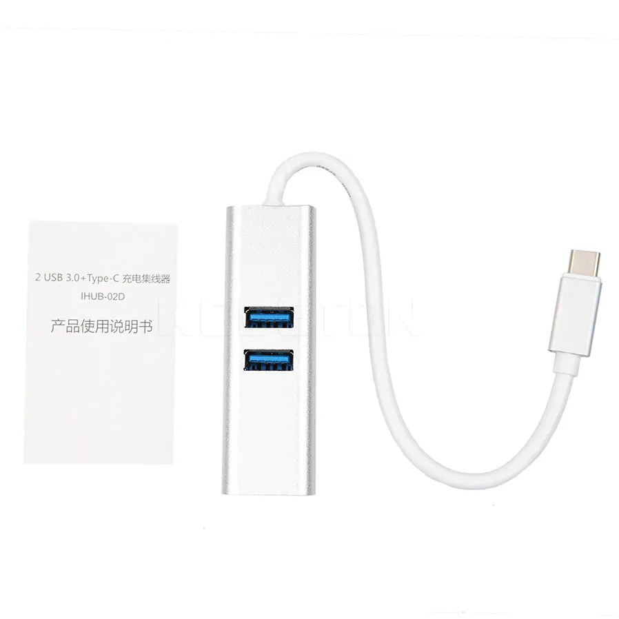 Высокая Скорость Алюминий 2 Порты и разъёмы USB 3,0 Тип док-станция с USB хаб для MacBook 1" Chromebook