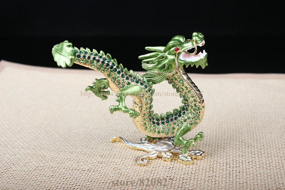 crystal dragon trinket box chinese dragon textured decorative rhinestone enamel gift display cases dragon design keepsake