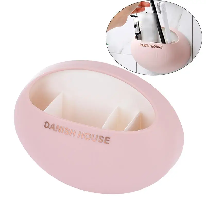 

1 PC Suction Cup Wall-Mounted Toothbrush Holder Punch-Free Toothpaste Organizer Stand Rack For Home Bathroom Accessories
