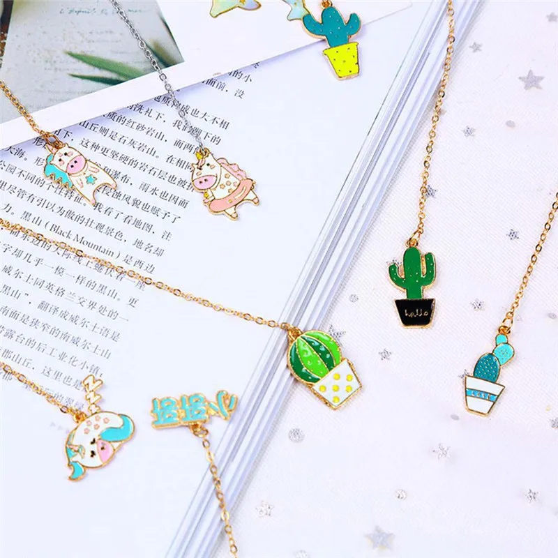 

1pcs Kawaii Unicorn Animals Cactus Metal Bookmark Bookmarks School Supplies Students Stationery Gift DIY Scrapbooking Paper Clip