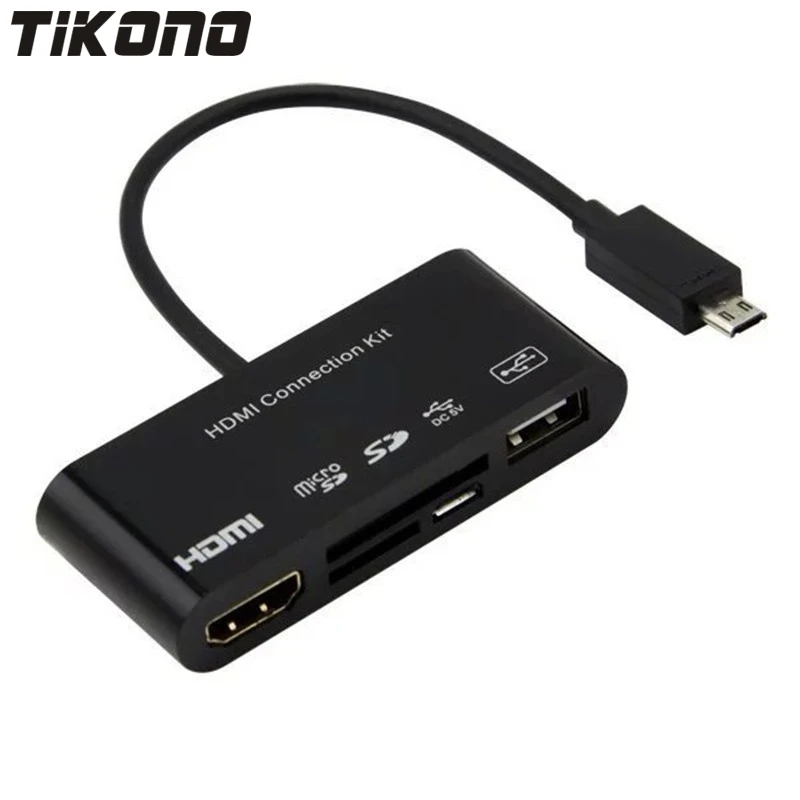 Multi function 11 pin Micro USB MHL To HDMI Adapter OTG SD TF Card Reader Connection