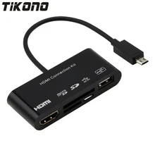 Multi-function 11-pin Micro USB MHL To HDMI Adapter OTG SD TF Card Reader Connection Kit for Samsung Galaxy S3 S4 Note2 Note3