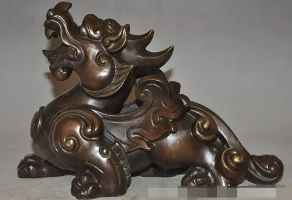 

S00892 11"chinese Bronze Fengshui Lucky PiXiu Phylactery Guardian Beast Unicorn Statue B0403